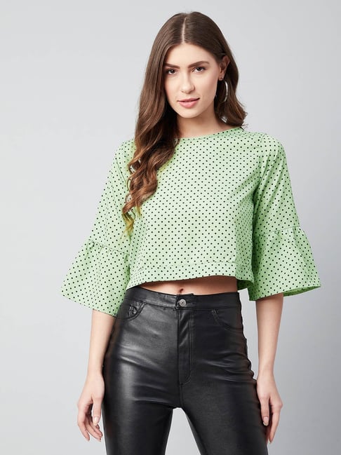 chimpaaanzee Chimpanzee Green & Black Printed Crop Top-picture-28