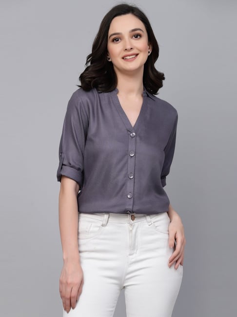 Grey formal shirt outlet women's