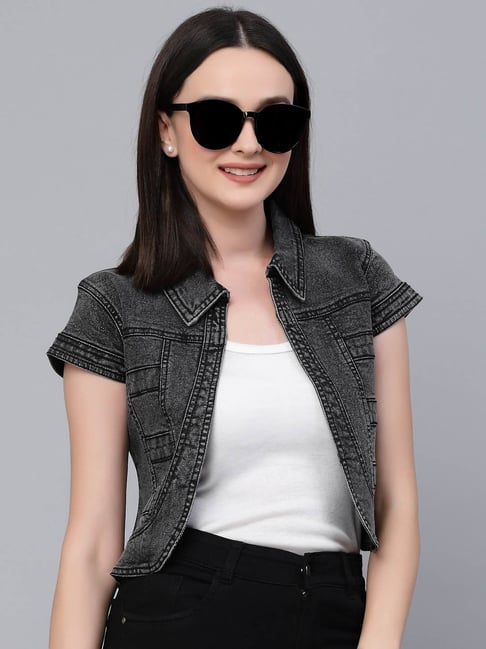 Style Quotient Black Denim Shrug