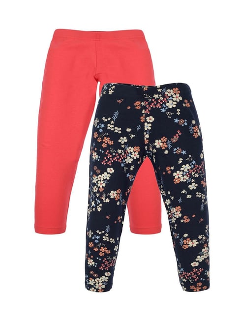 Urban Kids Girls Floral Print and Solid Legging (2 Pack)