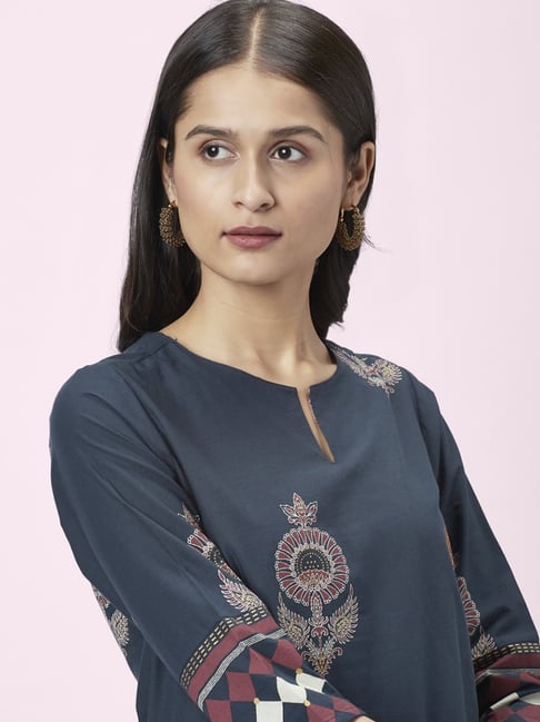 Rangmanch by Pantaloons Blue Printed A Line Kurta