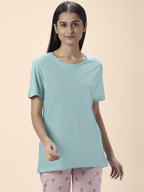Buy Dreamz by Pantaloons Teal Blue Plain Top for Women Online