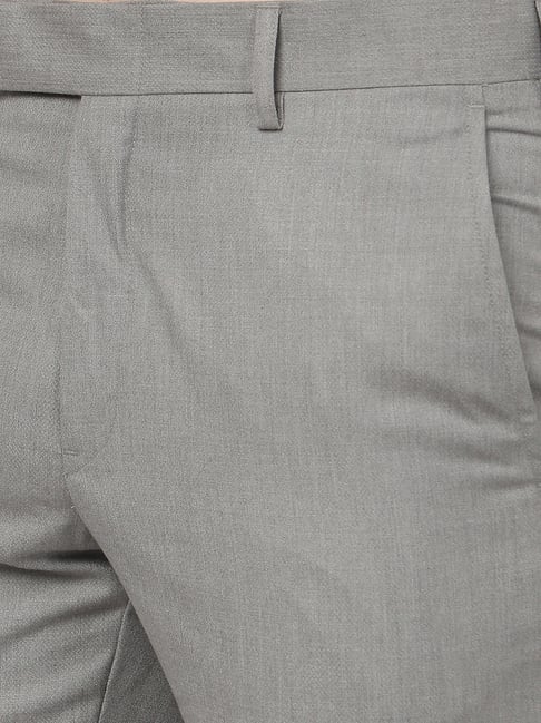 Buy INTUNE Steel Grey Slim Fit Cropped Stretch Cotton Chinos  Shoppers Stop