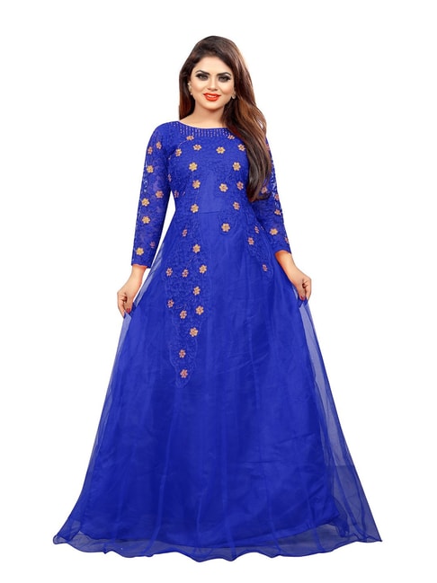 Buy Color Bucket Royal Blue Net Embroidered Semi Stitched Anarkali Gown  (Free Size) Online at Best Prices in India - JioMart.