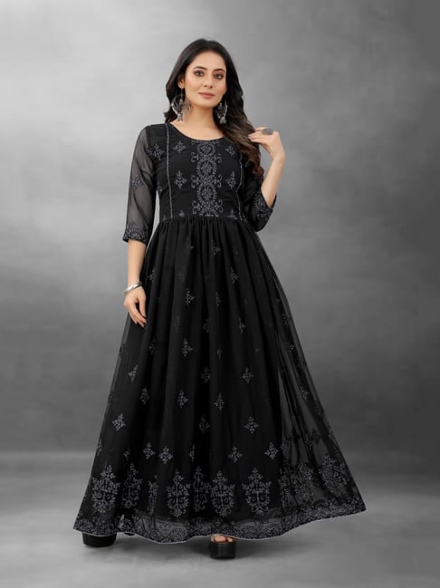 Kurtiz Hub Women Gown Black Dress - Buy Kurtiz Hub Women Gown Black Dress  Online at Best Prices in India | Flipkart.com