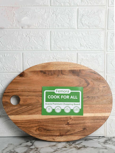 Femora Brown Wood Oval-Shaped Vegetable Chopping Board