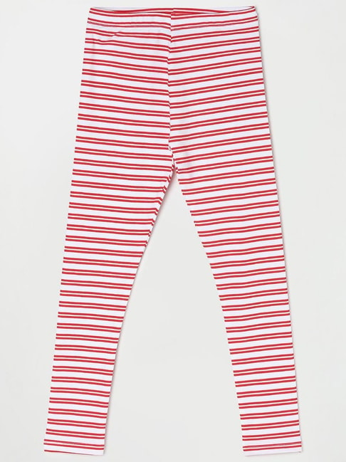 Fame Forever by Lifestyle Kids White & Red Striped Leggings