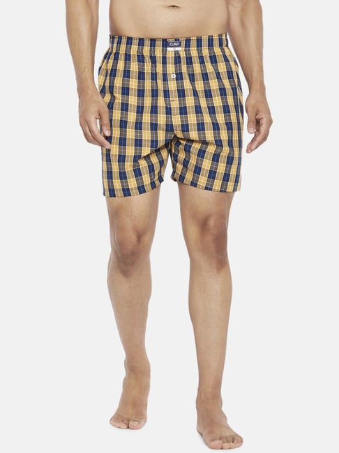 Ajile by Pantaloons Yellow Cotton Regular Fit Checks Boxers - Main Image