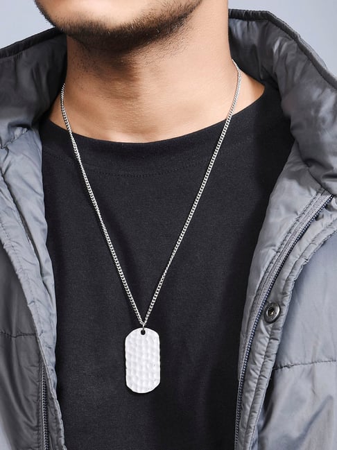 Men's Personalised Dog Tag Necklace in Solid Sterling Silver