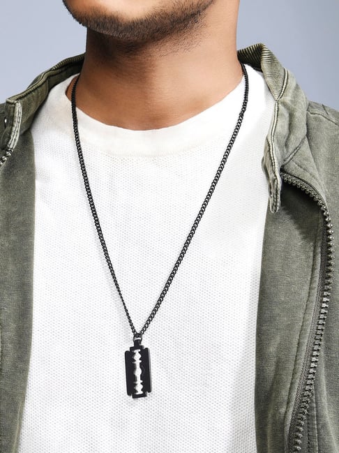 Stylish Men's Geometric Square Necklaces black Enamel - Temu