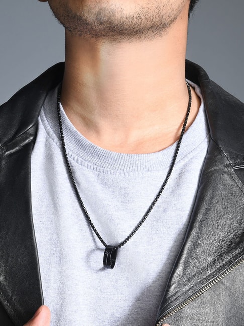 EL REGALO Men Silver-Toned & Black Necklace - for Men Style ID: 170476 – El  Regalo