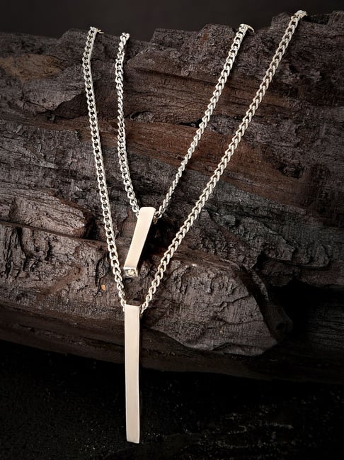 The Bro Code Silver Plated Layered Necklace For Men