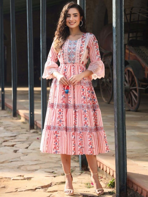 Juniper Pink Embroidered A-Line Dress