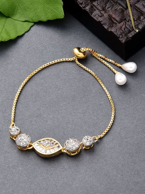 Gold Bracelet American Diamond Hand Mangalsutra For Women