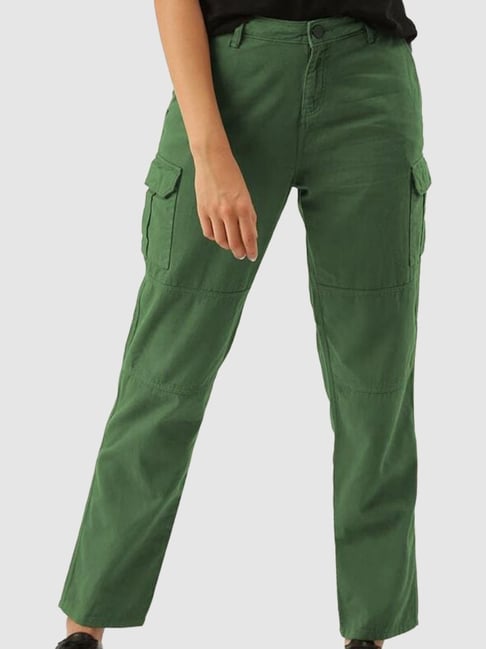 H&M Women Olive Green Cotton Wide Cargo Trousers Price in India, Full  Specifications & Offers | DTashion.com