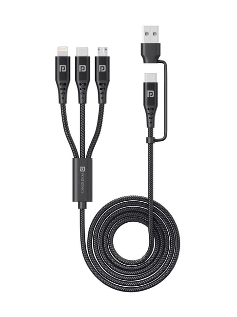 Portronics POR-1796 Konnect J9 3-in-1 Fast Charging Cable (Black)