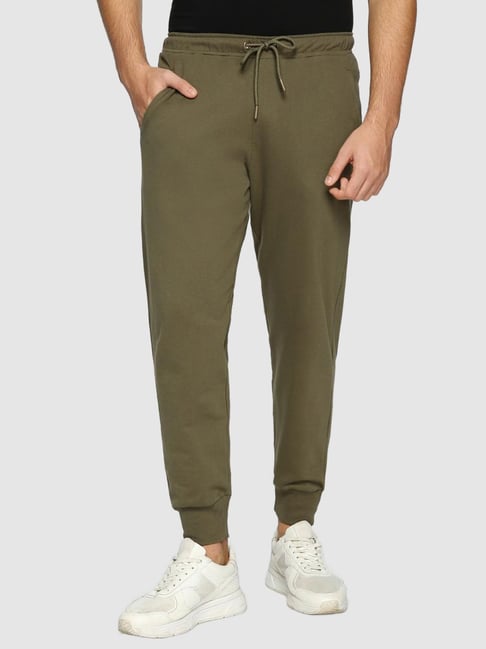 Buy GULLY Men Olive Green Solid Joggers - Track Pants for Men 6517985 |  Myntra