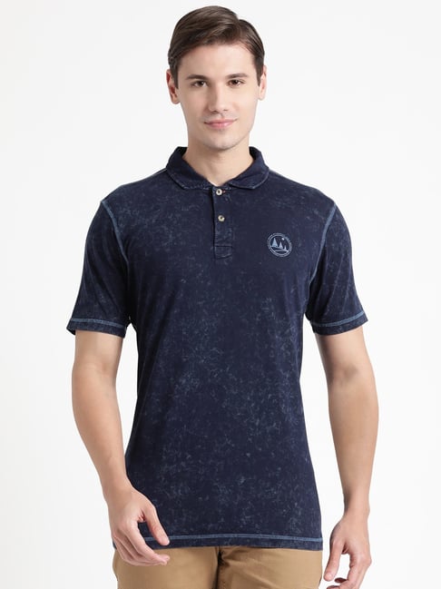 Wildcraft Blue Cotton Regular Fit Texture Polo T-Shirt-picture-40