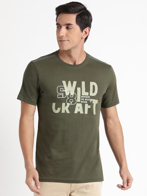 Wildcraft Olive Cotton Regular Fit Printed T-Shirt-picture-12