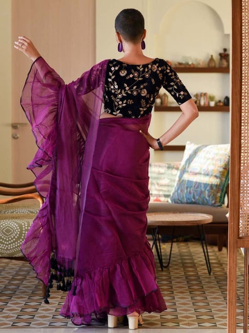 Pin by Pooja on Designer collection | Ruffle saree, Silk saree blouse  designs, Ruffles fashion