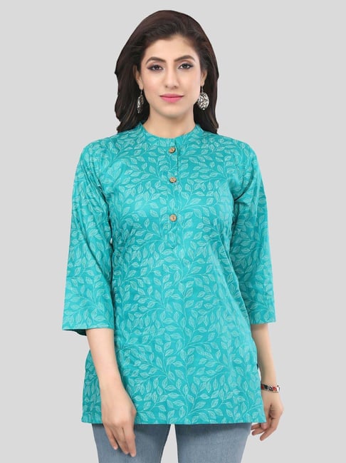 Saree Swarg Green Printed Straight Short Kurti-picture-28