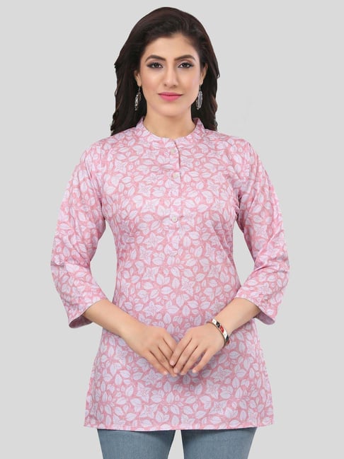 Saree Swarg Pink Printed Straight Short Kurti-picture-34