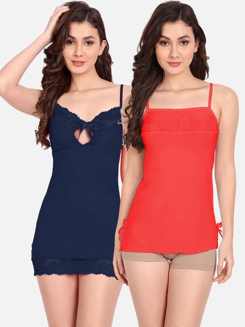 fims FIMS: Fashion is my Style Red & Navy Lace Work Babydoll With Thong-picture-33