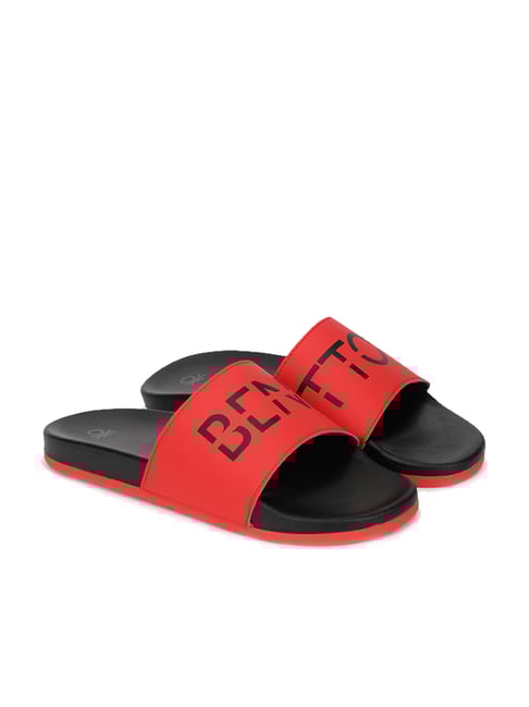 United Colors of Benetton Men's Red Slides