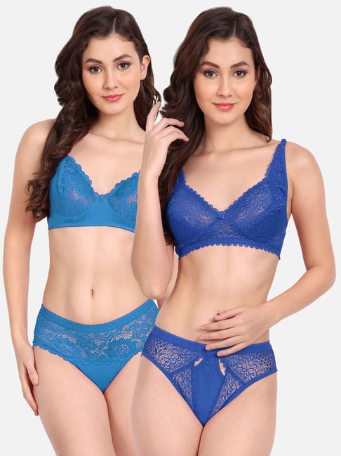 fims FIMS: Fashion is my Style Blue Lace Work Lingerie Set - Pack Of 2-picture-37