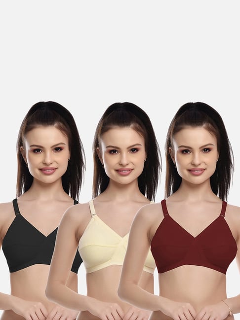 Buy FIMS: Fashion is my Style Black & Beige Everyday Bras - Pack Of 3 for  Women Online @ Tata CLiQ