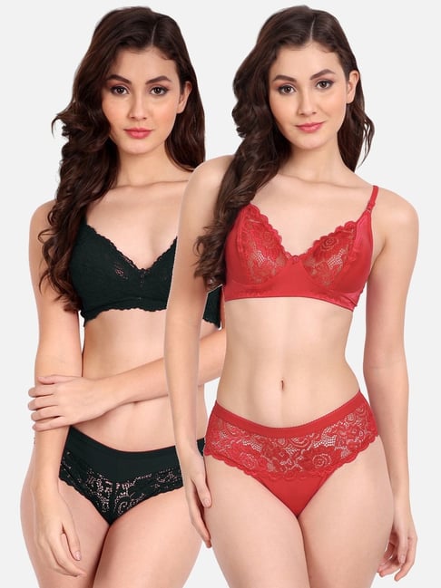 fims FIMS: Fashion is my Style Red & Black Lace Work Lingerie Set - Pack Of 2-picture-40