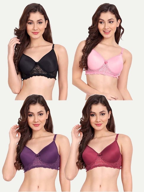 Buy FIMS: Fashion is my Style Purple Lace Work Push-Up Bra for