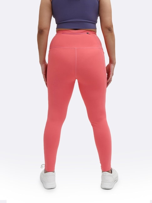 BlissClub Women Coral The Motivator Leggings With Two Deep Side Pockets