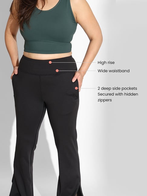 Buy BlissClub Women Black On-The-Go Slit Flare Pants for Women's Online @  Tata CLiQ