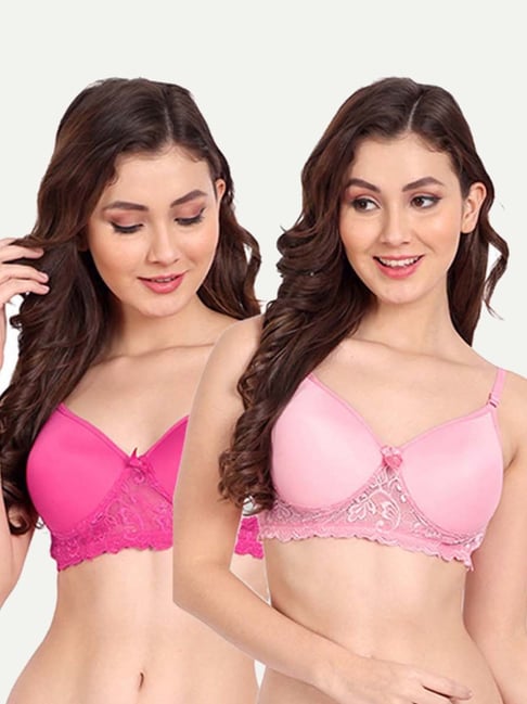 fims FIMS: Fashion is my Style Pink Lace Work Everyday Bras - Pack Of 2-picture-35