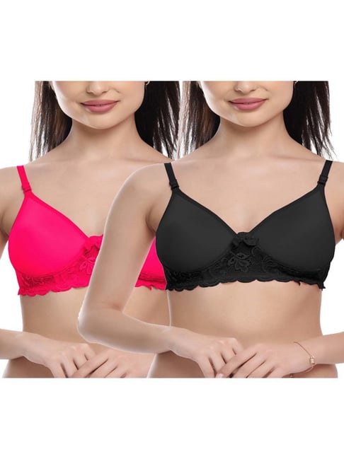 Buy FIMS: Fashion is my Style Hot Pink & Black Bras - Pack Of 2