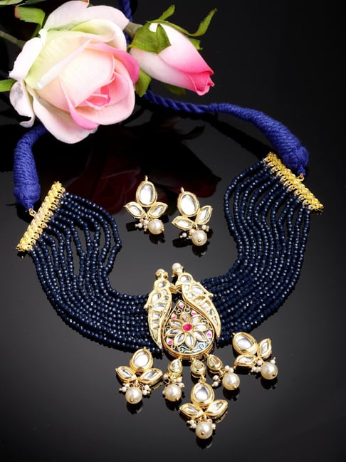 Jewelry Set: Dark Blue Swarovski Crystal Necklace and Earrings in Sterling  Silver | Ross-Simons