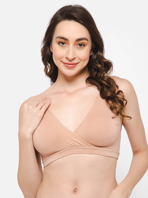 Buy Clovia Padded Non-Wired Full Cup Printed T-shirt Bra in Nude