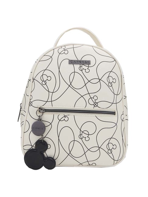 Caprese Vinci White Printed Medium Backpack
