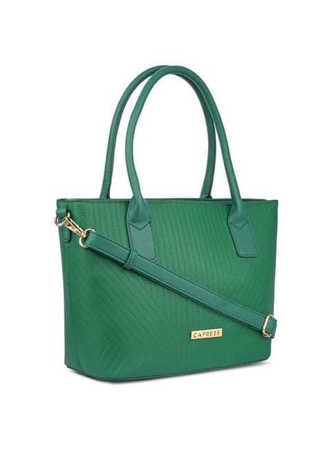 Caprese Lucya Green Quilted Small Tote Handbag