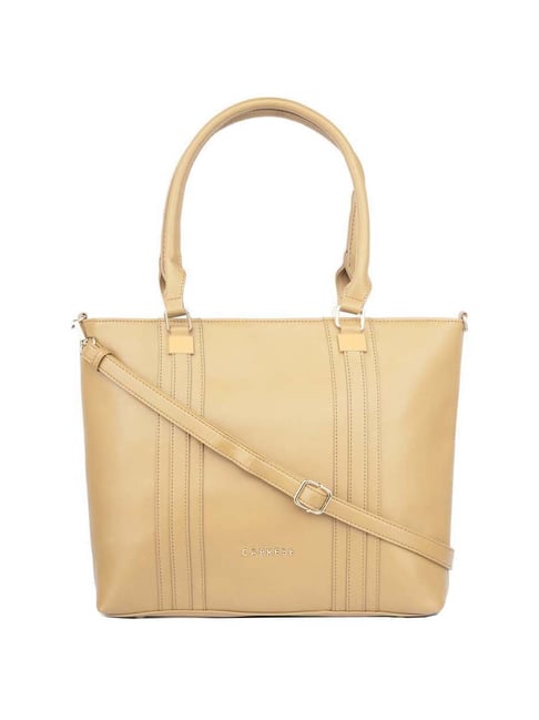 Buy Caprese Dorita Sand Solid Large Tote Handbag Online At Best