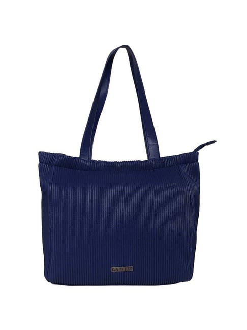Buy Caprese Symona Blue Textured Large Tote Handbag Online At Best