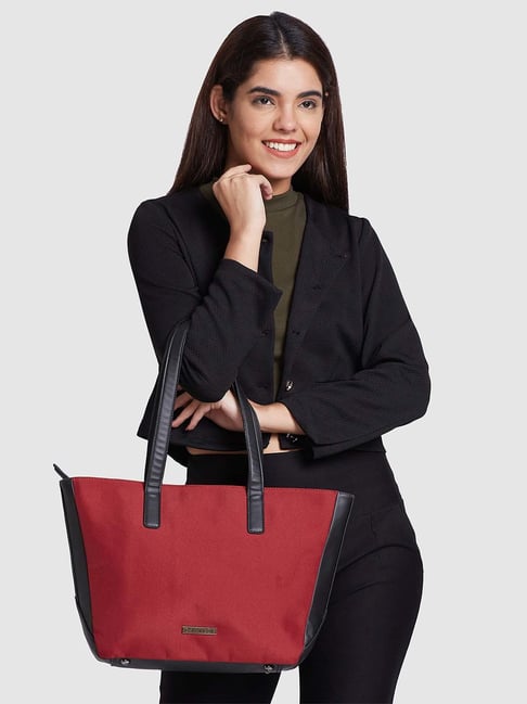 Buy Caprese Rogue Red Solid Large Tote Handbag Online At Best