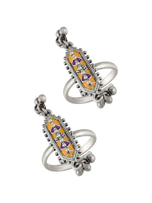 Tribe Amrapali Sterling Silver Taveez Ghungroo Toe-Rings
