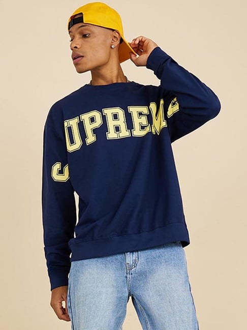 Supreme yellow outlet and blue sweatshirt