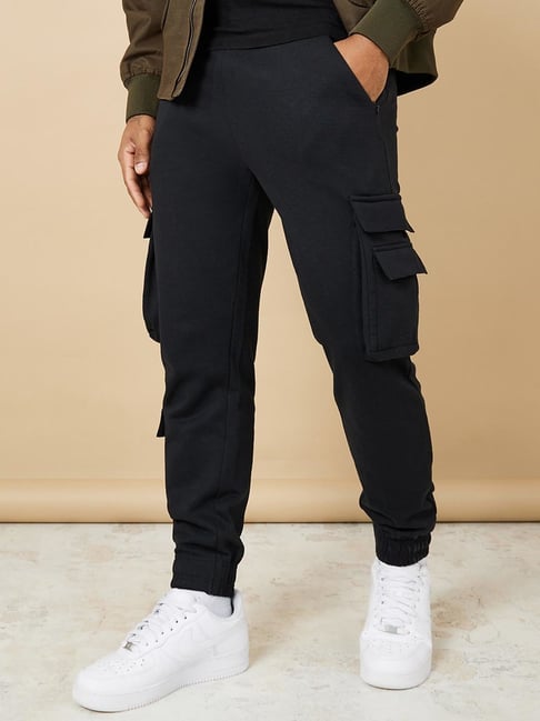 Karl Lagerfeld Black Solid Zip Up Pants for Women Online India at  Darveys.com