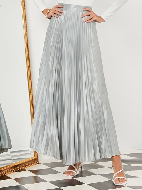 Pleated Maxi Skirt Black Silver Pleated Skirt Black Pleated Linen