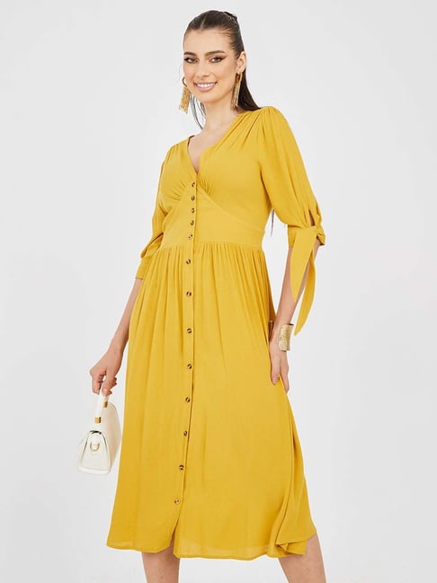 Mustard yellow shop a line dress