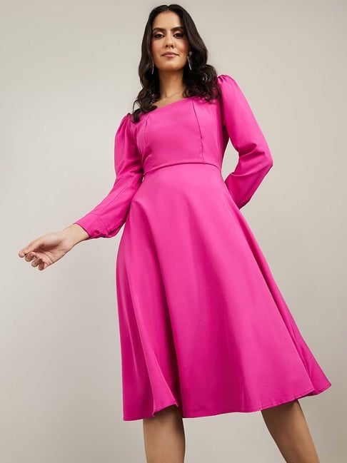 Gown : Dark rani pink georgette long party wear anarkali ...
