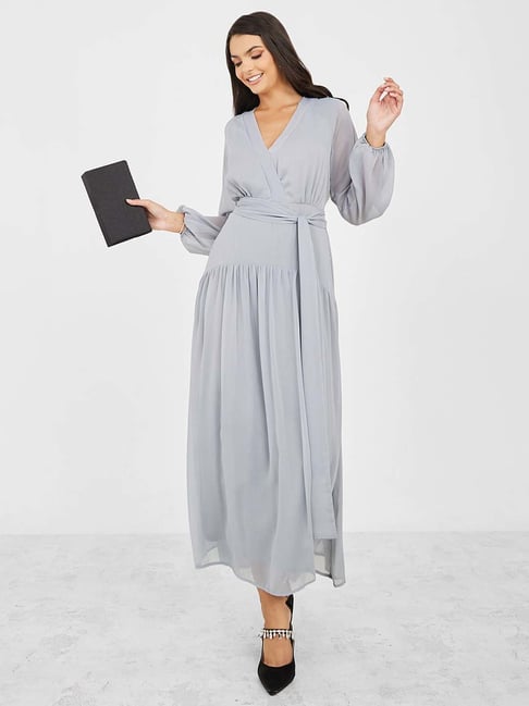 slim fit dress slacks Light Grey Kaftan Dres Online. Modest Maxi Dress by Nuichan